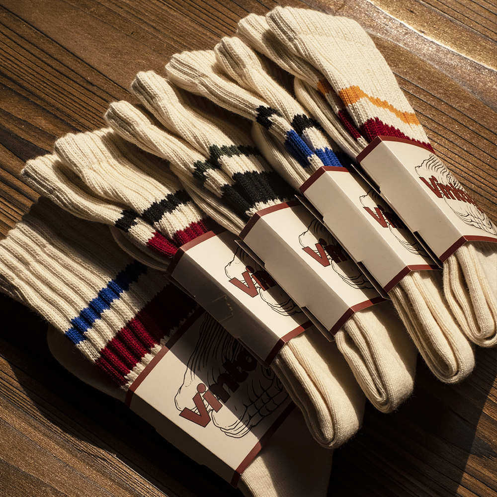 袜子男纯棉美式男女情侣秋冬厚款长袜长筒袜棉袜条纹保暖中筒袜潮