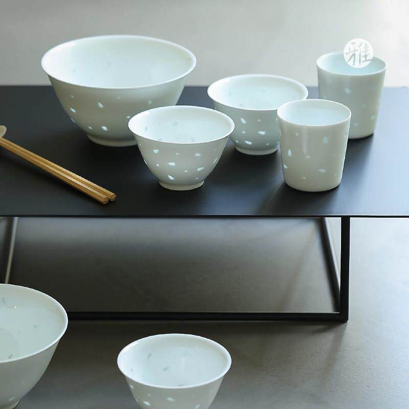 雅辑 小福禄 玲珑瓷餐具 陶瓷米饭碗装泡面 面碗水杯 家用套装