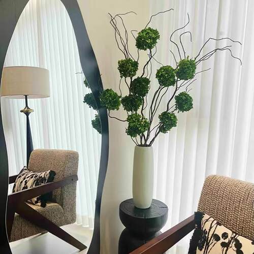 永生花花束绿色大绣球真花干花高级感落地玄关电视柜客厅装饰摆件