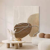 手绘油画原木风客厅背景墙装 饰画抽象立体肌理石来运转玄关入户画