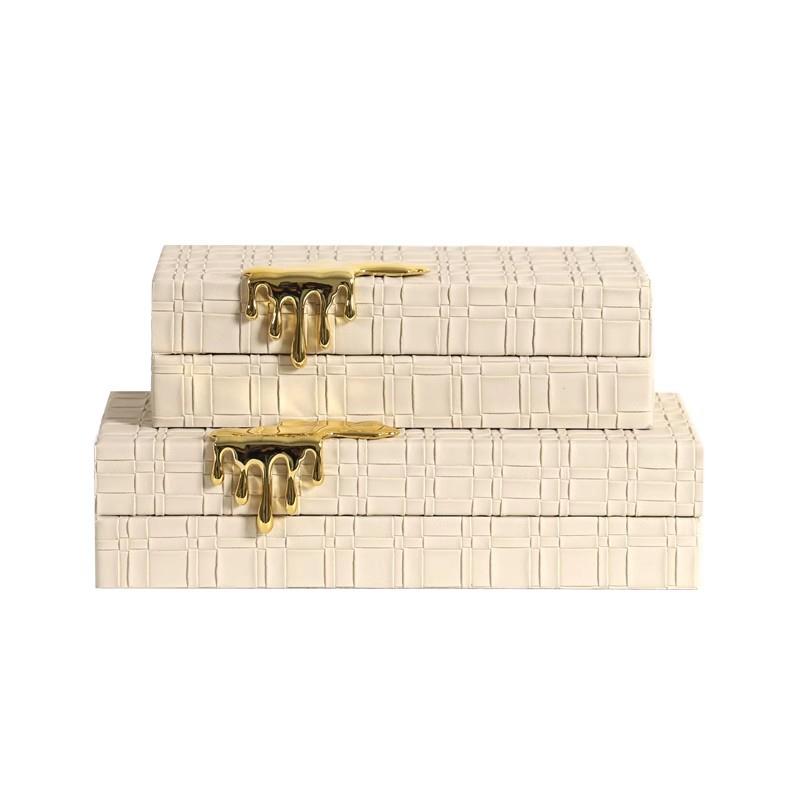 现代简约编织皮革水滴首饰盒摆件样板间桌面卧室梳妆台高级装饰品