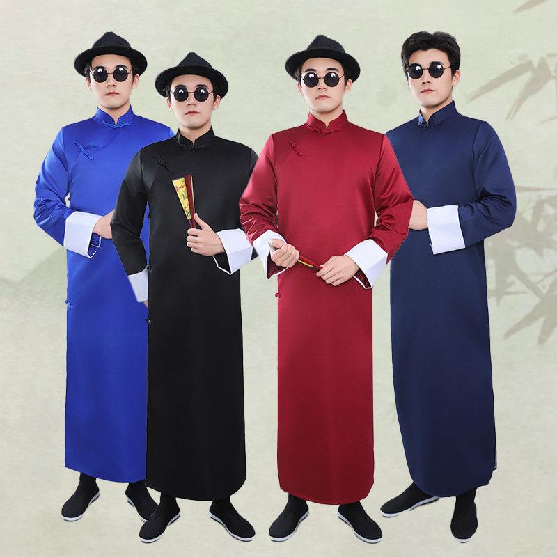 相声服大褂马炮中国风五四青年中式伴郎兄弟团长衫小品演出服装