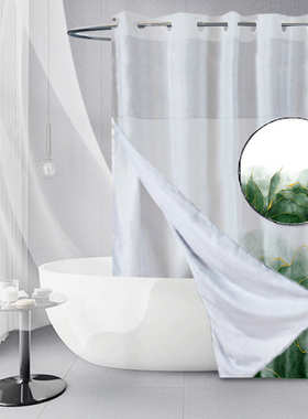 帘防水白色图浴数码帘嵌入式浴分离隔断双层大来帘印花打样干湿