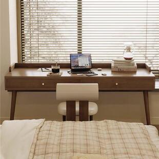 实木飘窗书桌带抽屉收纳柜一体高低脚电脑桌长短腿窗台学习办公桌