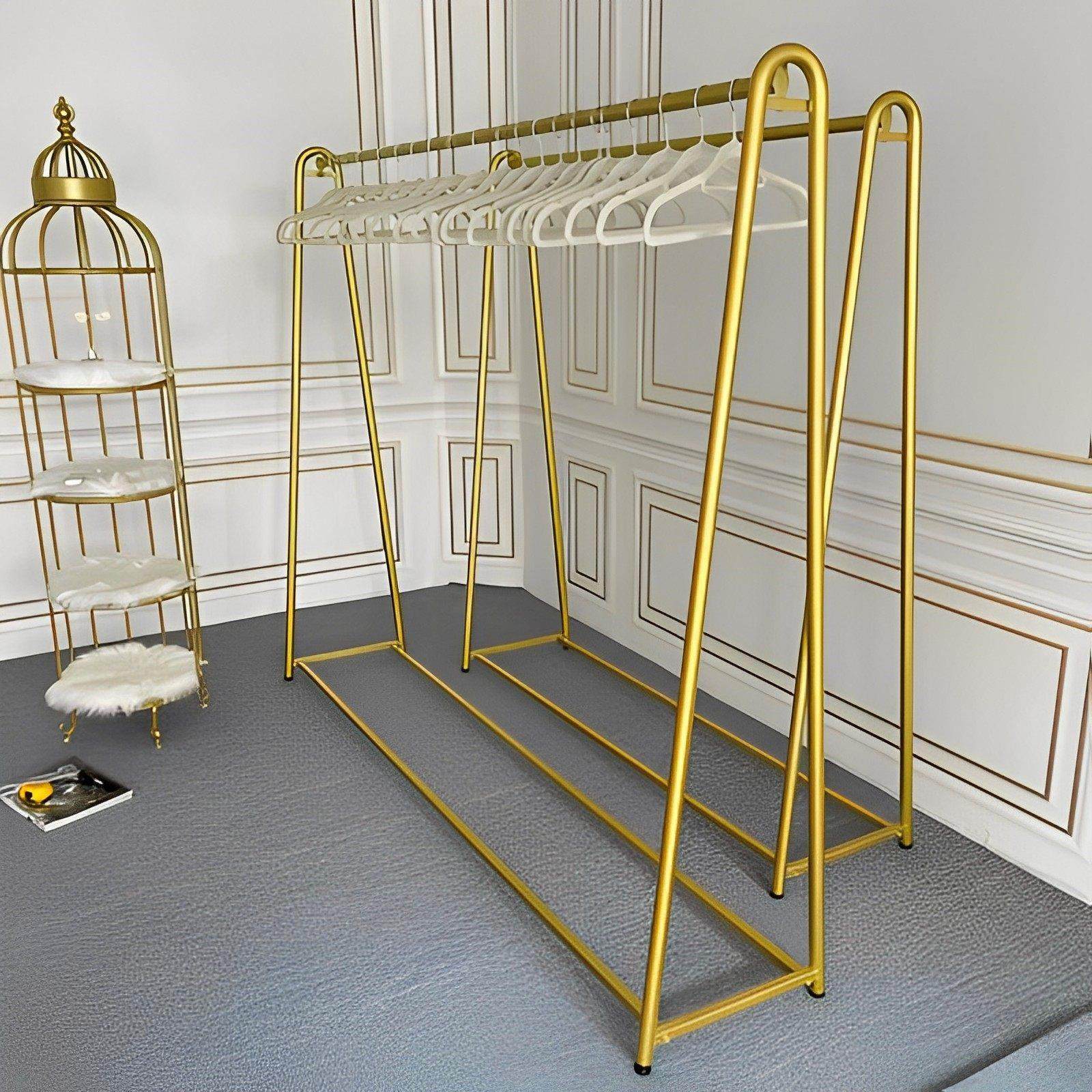 服装店展示架金色衣服陈列衣架落地式女装店中岛货架网红挂衣架子,商业/办公家具,服装展示架,淘宝优惠券,粉丝福利购,淘宝优惠卷