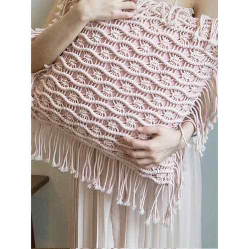 波西米亚手工编织流苏抱枕靠枕拍摄道具靠垫靠背汽车办公室腰靠J^