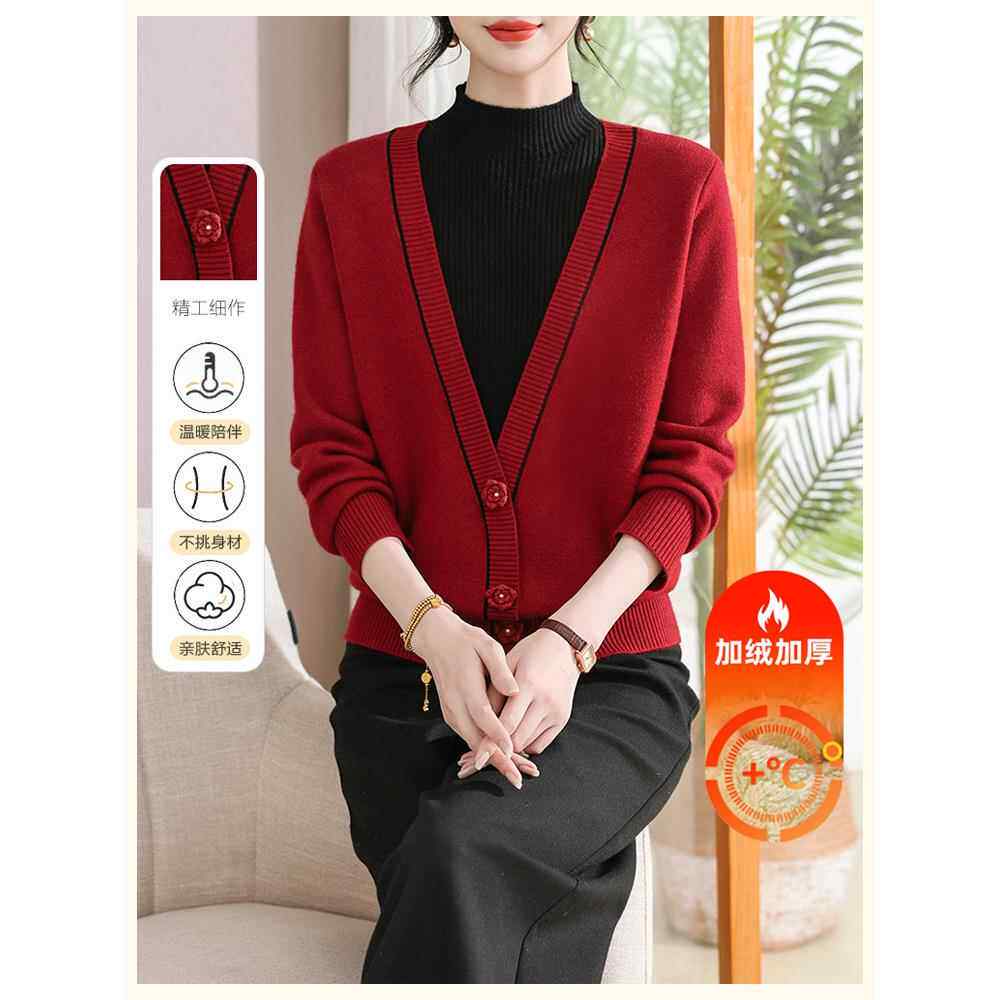 【所有女生直播间】简狐秋冬装半高领加绒加厚针织打底衫减龄毛衣