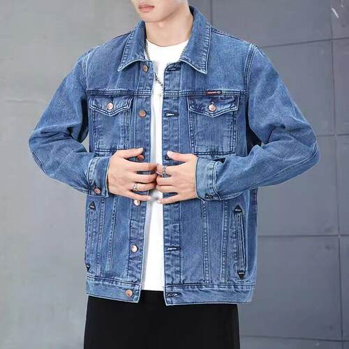 春秋款耐磨耐脏牛仔外套男士日系复古多口袋宽松休闲大码工装夹克