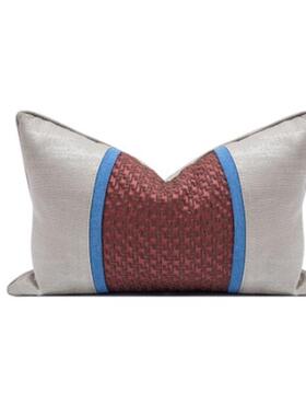 现接美酒20785红色拼抱枕棕色设计师抱枕式酒店售楼处靠垫沙靠包