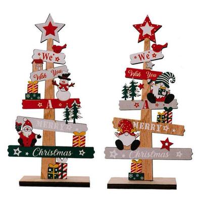 Desktop Christmas Tree Santa Claus DIY Decoration Wooden Chr