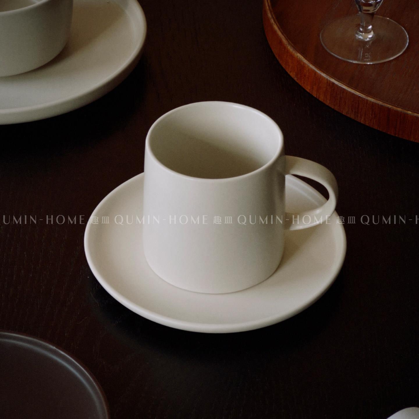 趣皿ins陶瓷拉花咖啡杯碟高级感马克杯拿铁杯简约下午茶甜品盘子