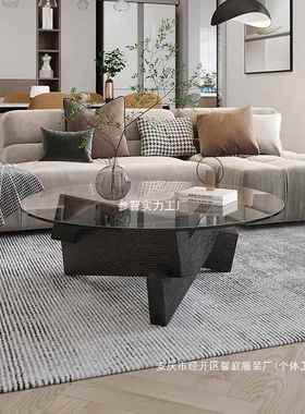 矮家桌子小茶极简民宿AFJ红圆形茶几简约现代玻创意客厅个璃性台