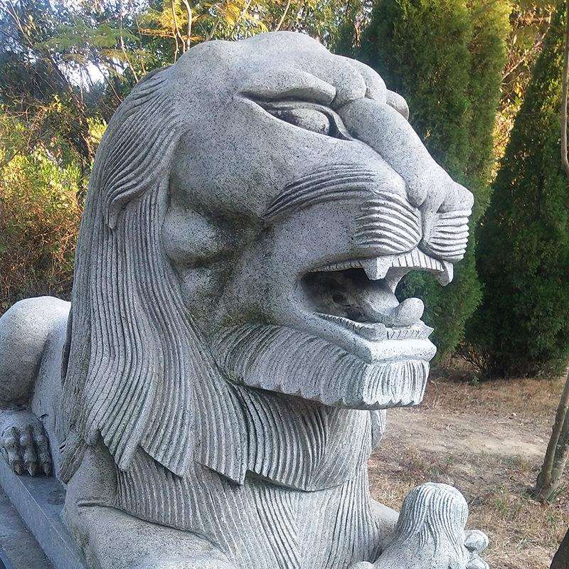 石雕大门摆件石狮子青石狮子安装设计大理石汉白玉雕刻仿古石狮子