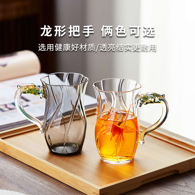 玻璃杯家用带把手耐高温2025新款高硼硅透明喝水杯花茶杯泡茶杯子