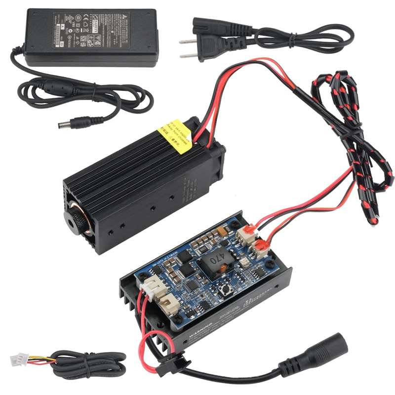 DC12V直流激光模组套件5W 蓝光445nm可调焦定位灯模组配件 带电源