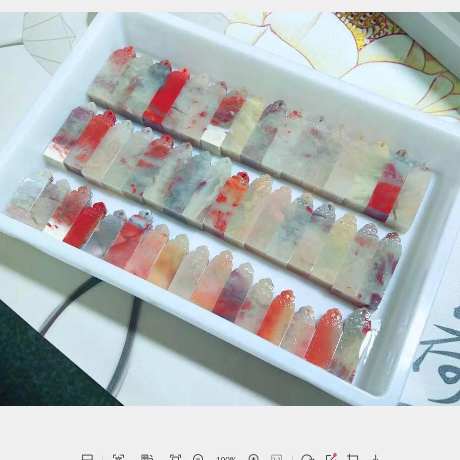 寿山石一组48方老挝结晶体冻料如意章雕章 2*2*高4.7-7CM书画印章