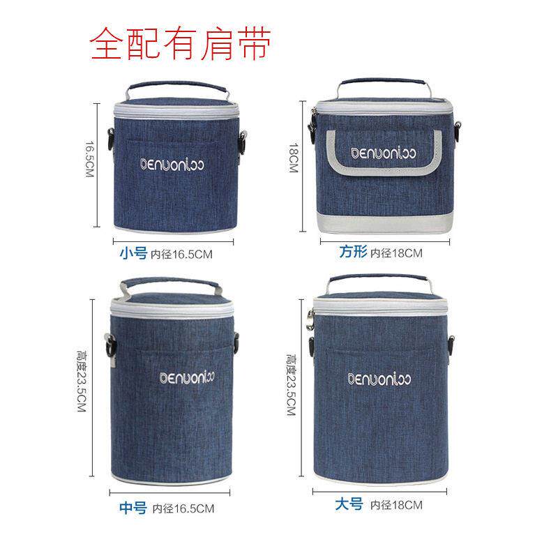 方形圆形饭盒手提包饭桶保温防水牛津帆布腰带饭便当包食品级铝箔