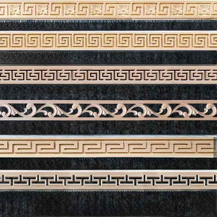 东阳木雕实木线条精雕中式装饰墙线吊顶边条腰线长城回纹镂空实心