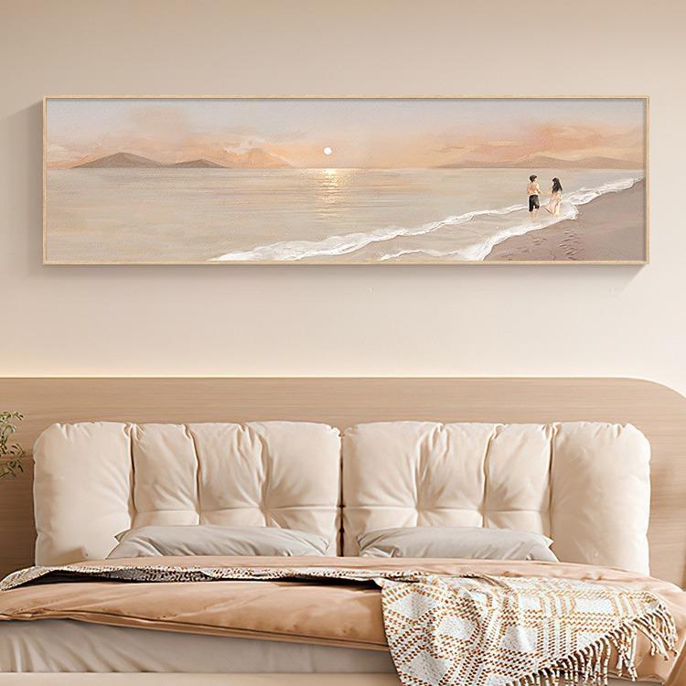 北欧卧室装饰画情侣海景简约主卧房间背景墙挂画酒店样板间床头画