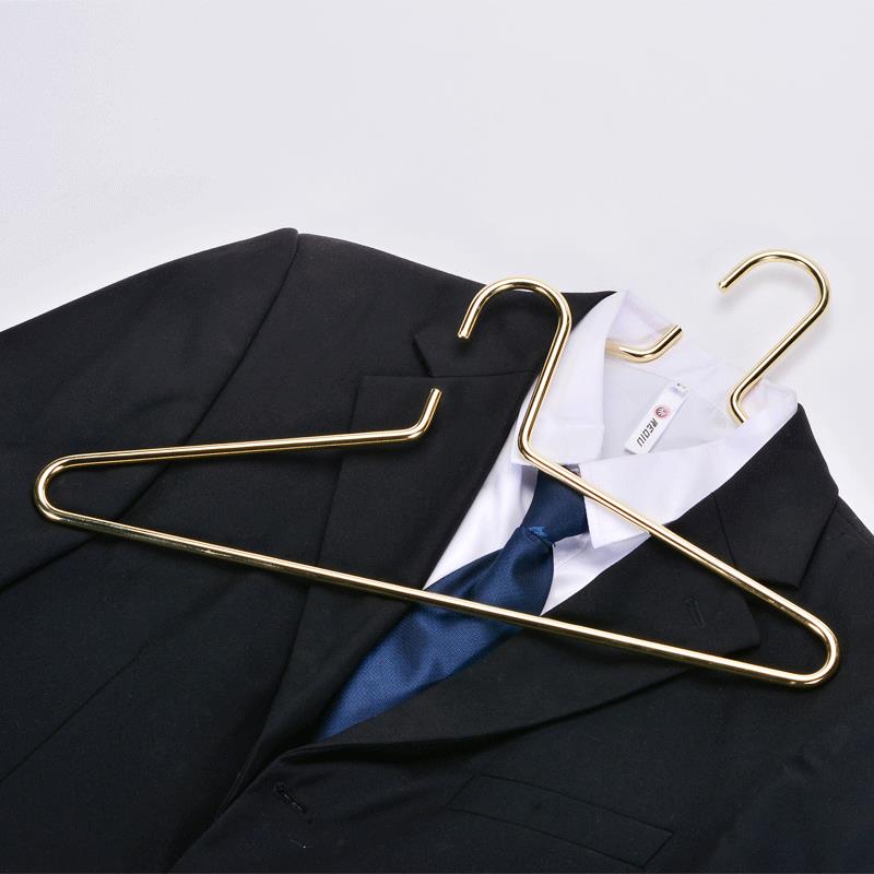 北欧金色加粗衣架ins西装铁艺服装店高档7mm大线毛巾晾衣架