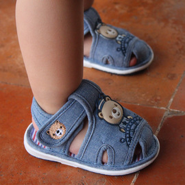 男童学步鞋凉鞋软底，男宝宝婴幼儿童鞋叫叫鞋1-3岁室内鞋布鞋防滑