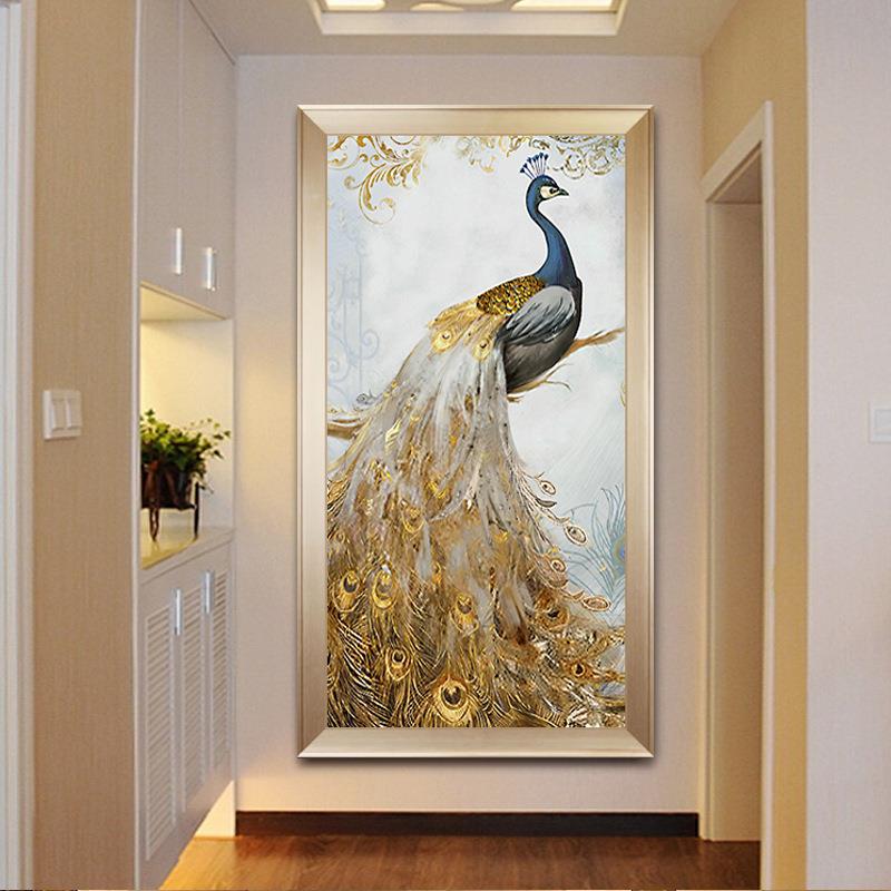 钻石画满钻客厅孔雀贴钻十字绣走廊玄关卧室点钻砖石绣油画