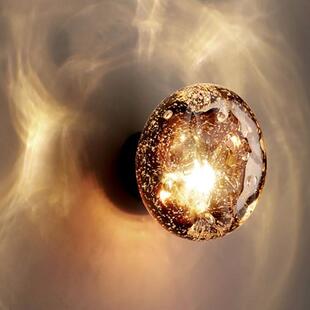 式 厅轻奢艺术客展厅店背景墙创意不规则气泡玻酒璃床意头氛560围