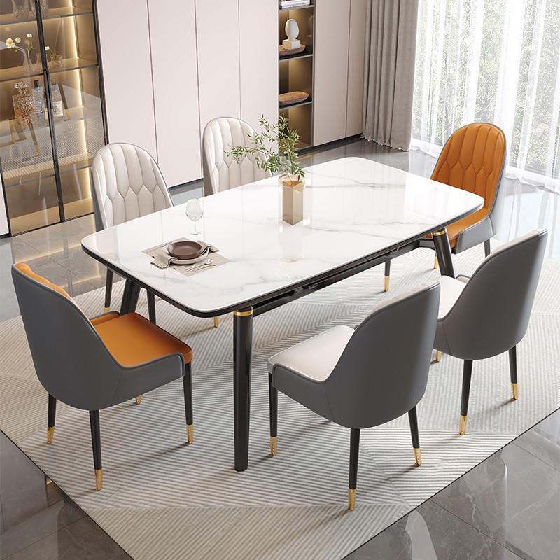 岩板餐桌椅组合轻奢现代简约小户型家用可变圆桌伸缩实木电磁炉桌