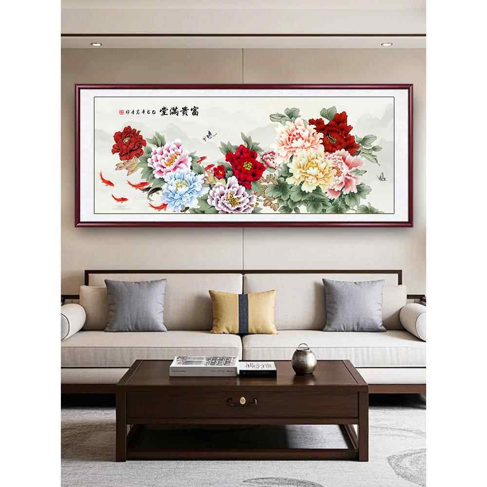国画牡丹挂画纯手绘正品鲜花盛开财富客厅装饰画吸引财富新中国风