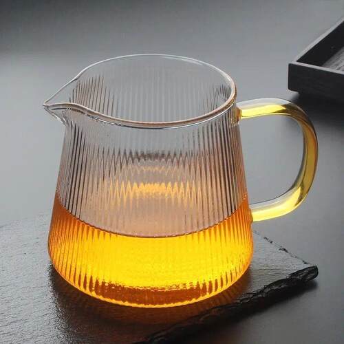 竖纹玻璃公道杯加厚耐热公杯家用茶海茶器茶具高硼硅茶杯
