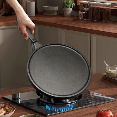 Cast Iron Round Griddle Easy To Clean Frying Pan Crepe Pan