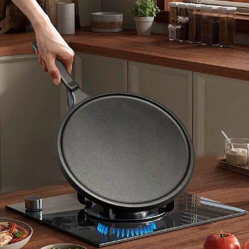 Cast Iron Round Griddle Easy To Clean Frying Pan Crepe Pan