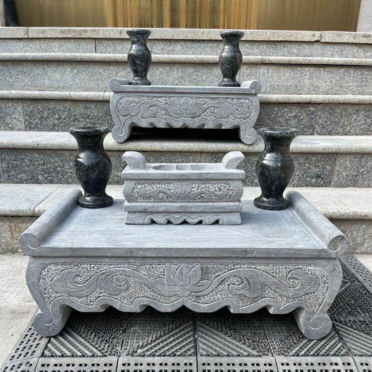 石材供桌坟前香炉石头天然汉白玉青石坟墓前上香炉摆件石贡台