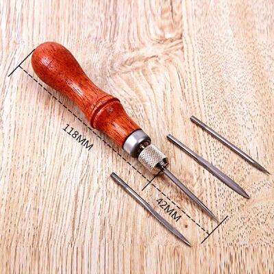 4 in 1 Sewing Punching Hole Maker with Hardwood Handle