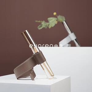 简约创意皮质试管玻璃干花插摆件水培花瓶家居桌面花器软装饰品