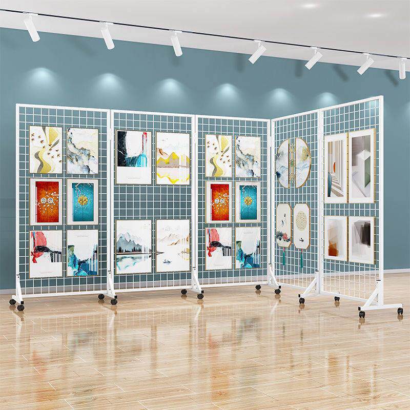 幼儿园儿童书画作品展示架铁艺网格架订婚结婚装饰照片墙屏风背景