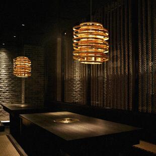 楼梯间日式 灯具 竹编竹艺吊灯禅意茶室餐厅灯火锅店民宿复式 新中式