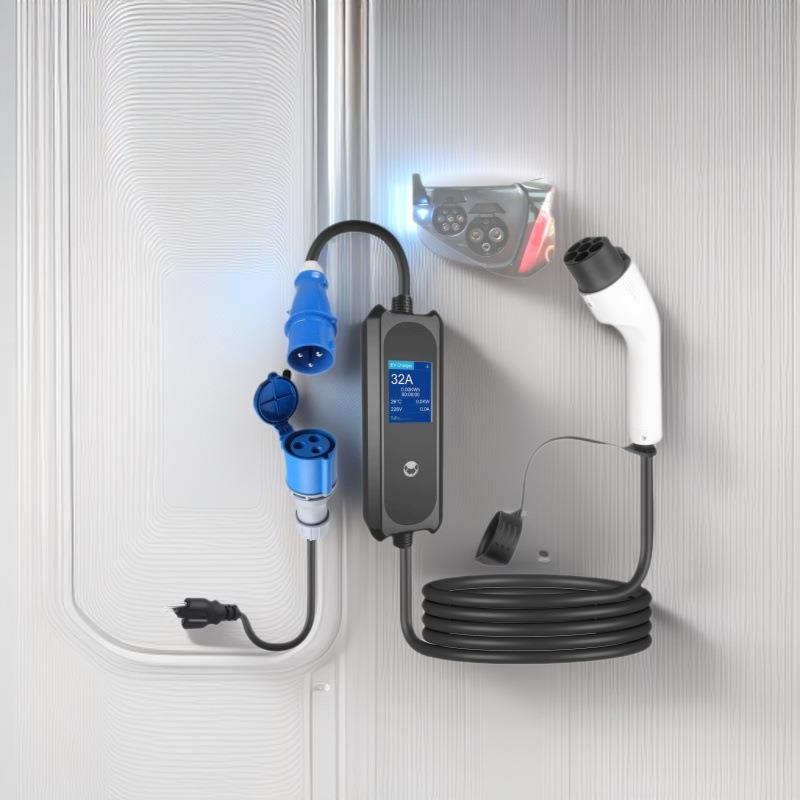 国标套装厂家直销新能源电动汽车便携式充电桩32A/7KW家用充电器
