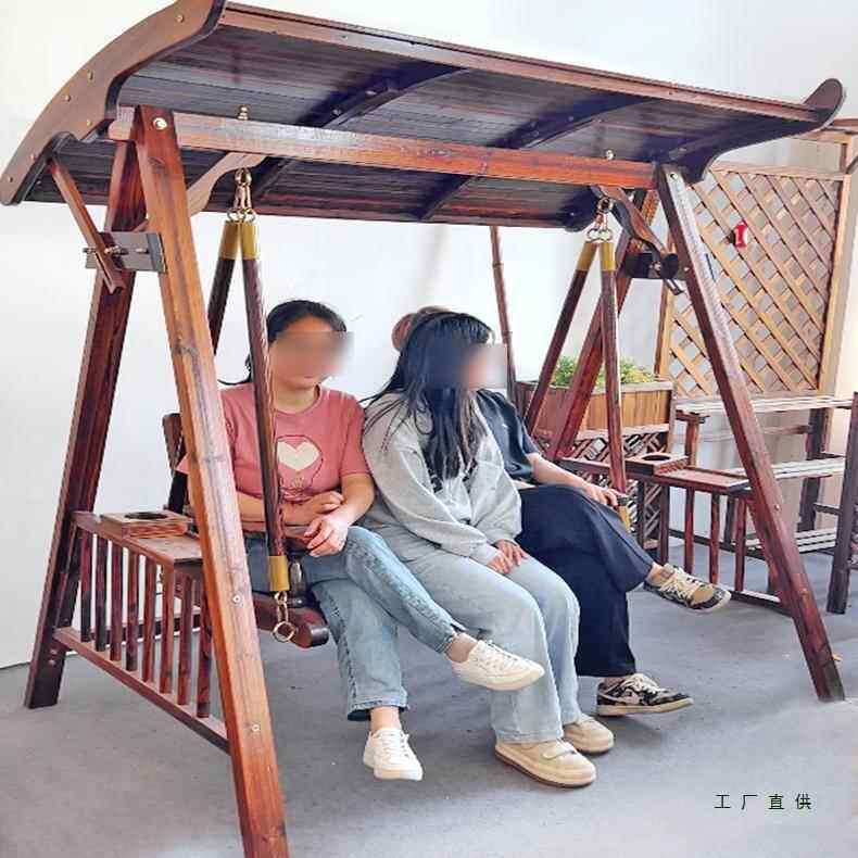 秋院千户外实木摇椅别墅露台院子花园吊985椅成人多人防庭腐木荡
