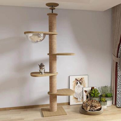 Cat Tree Floor To Ceiling Cat Tower with With Scratching Pos