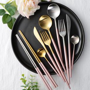 采购产品葡萄牙金色不锈钢刀 纳维亚 叉和勺子磨砂西方餐具斯堪