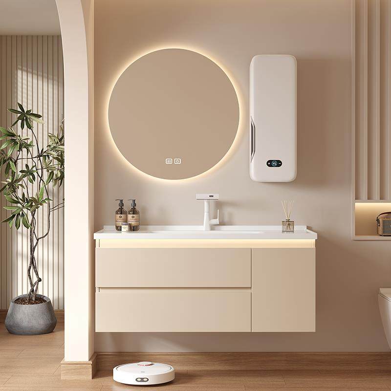 楠家匠2025新款奶油风美妆冰箱浴室柜组合陶瓷一体盆卫生间洗漱台,家装主材,浴室柜组合,淘宝优惠券,粉丝福利购,淘宝优惠卷