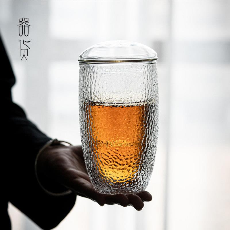 器货茶水分离办公室玻璃泡茶杯家用双层隔热过滤花茶杯子带盖子水