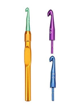 金属铝氧化铝SKC钩针套装8支装彩色可换头 编织工具 毛线钩针DIY