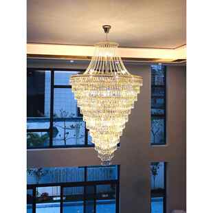 轻奢复式 043空楼中楼灯饰跃层旋水 楼大灯晶灯别墅客厅灯中吊MTX