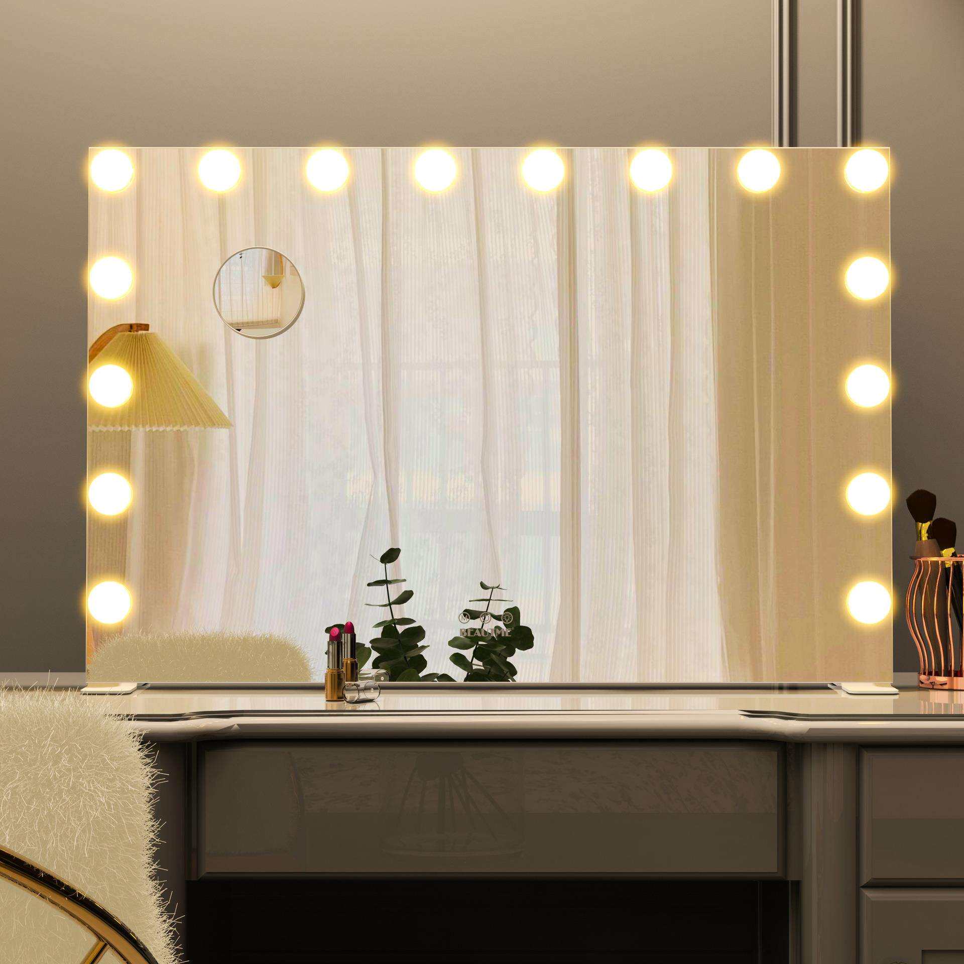 BEAUTME大号台式化妆镜LED桌面壁挂镜现代简约灯泡网红补光镜带灯