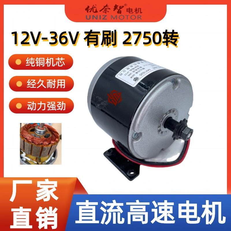 小海豚电动车马达24v250w300W皮带轮齿轮电机高速有刷滑板汽车配