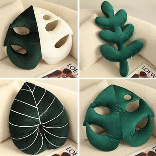 饰热植龟背竹蔓绿绒新枝抱枕 树叶绿植抱枕简约清新家居软装