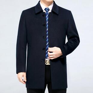 OP风羊毛翻领衣男呢子外爸款 秋冬中老套年羊绒大衣男士 中长9902