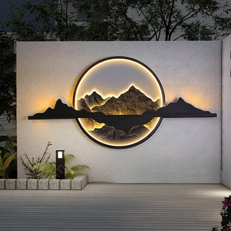 庭壁灯太阳围能院户外灯新中式别墅墙灯327防水影造壁墙景装饰景